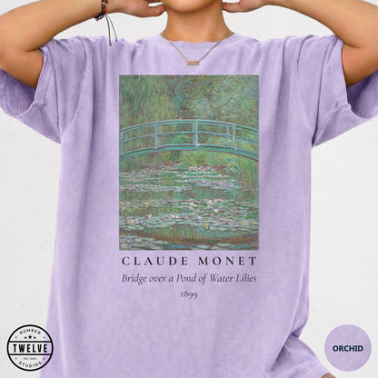 100% Cotton Monet Shirt, Comfort Colors Bridge Over Water Lilies Painting T-Shirt for Women, Impressionism Art Lover Tee, Art Teacher Gift image 8