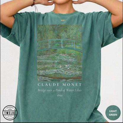 100% Cotton Monet Shirt, Comfort Colors Bridge Over Water Lilies Painting T-Shirt for Women, Impressionism Art Lover Tee, Art Teacher Gift image 10
