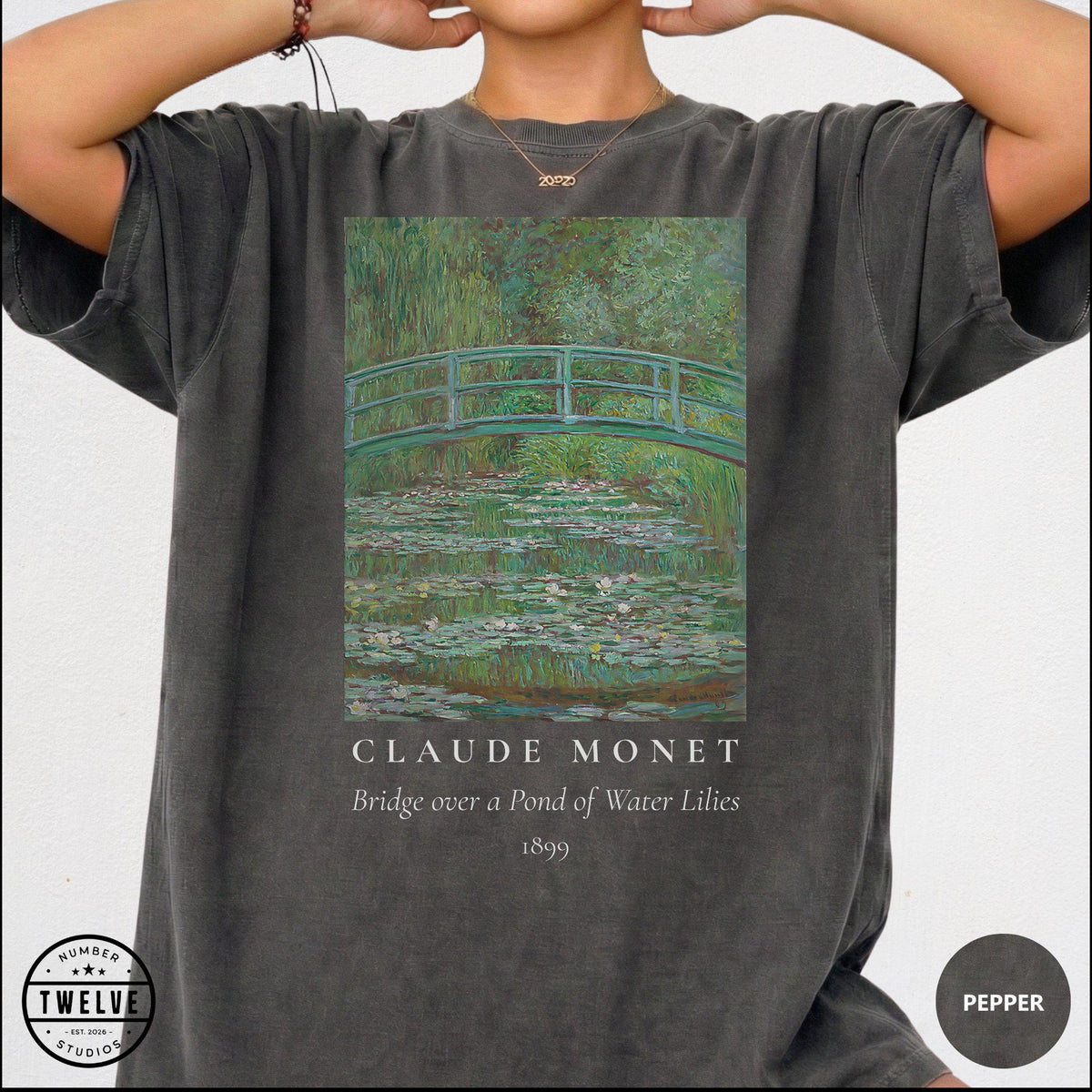 100% Cotton Monet Shirt, Comfort Colors Bridge Over Water Lilies Painting T-Shirt for Women, Impressionism Art Lover Tee, Art Teacher Gift image 11