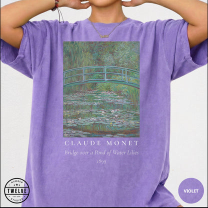 100% Cotton Monet Shirt, Comfort Colors Bridge Over Water Lilies Painting T-Shirt for Women, Impressionism Art Lover Tee, Art Teacher Gift image 12