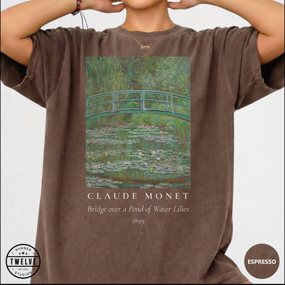 100% Cotton Monet Shirt, Comfort Colors Bridge Over Water Lilies Painting T-Shirt for Women, Impressionism Art Lover Tee, Art Teacher Gift image 14