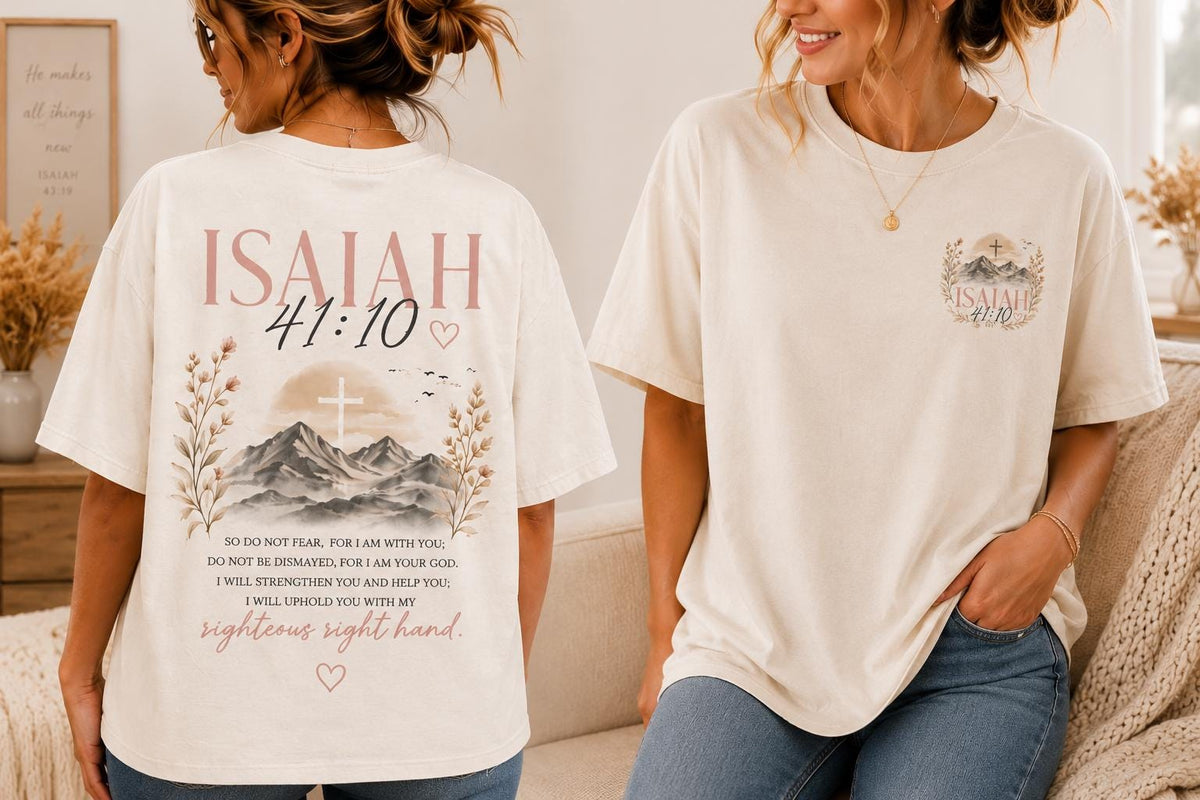 Isaiah 41:10 Christian Comfort Colors Shirt | Faith-Based Graphic Tee | Boho image 2