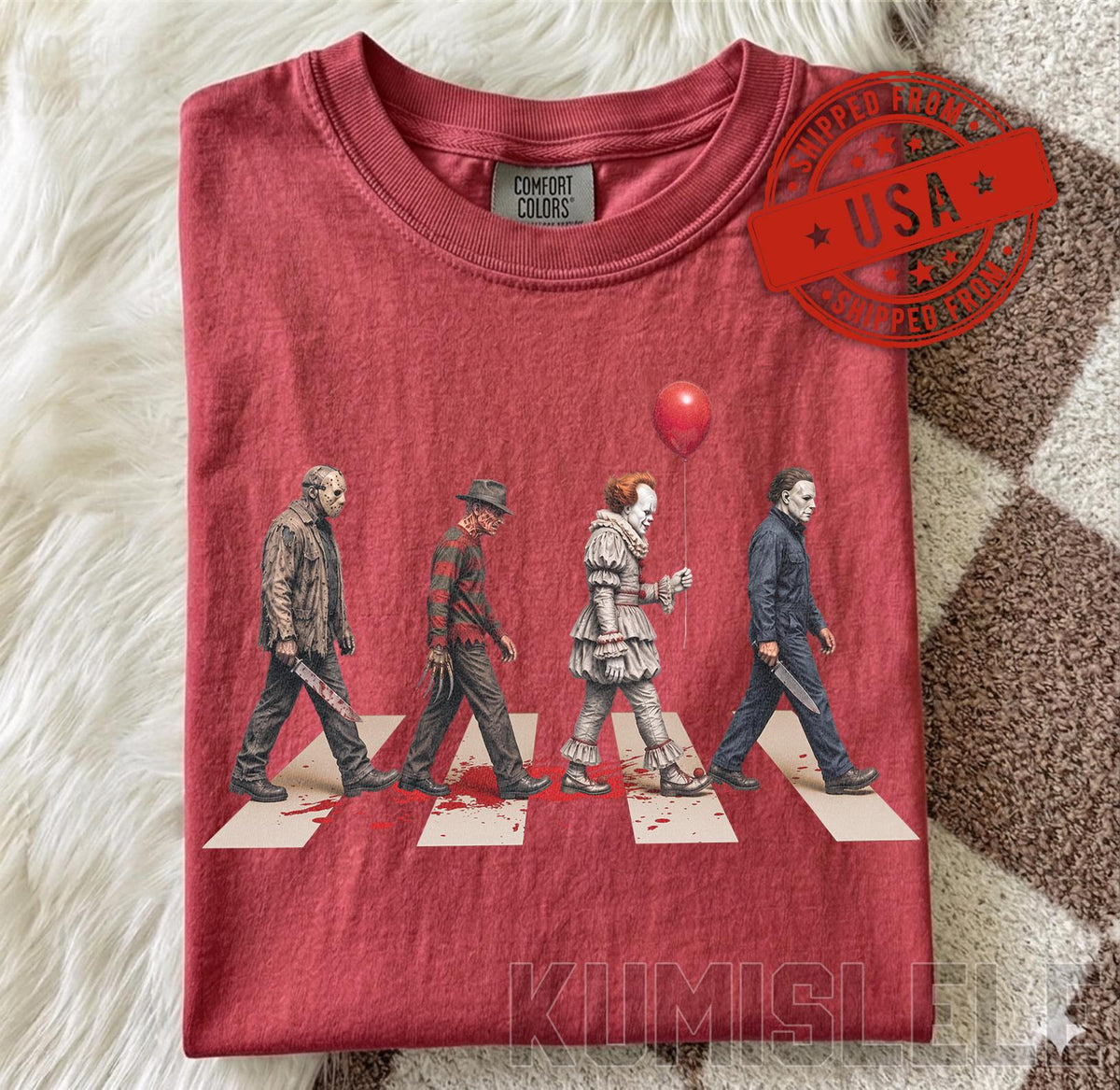 Vintage Horror Characters Abbey Road Shirt, Retro Halloween Crewneck, Classic Movie T-Shirt, Comfort Colors Aesthetic Streetwear Gift image 3