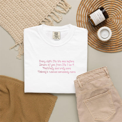Custom Embroidered T-Shirt Comfort Colors Personalized Lyric Shirt OR3 Font Olivia Shirt Music Lover Gift Small Embroidery Tee Sad Girl Tee image 2