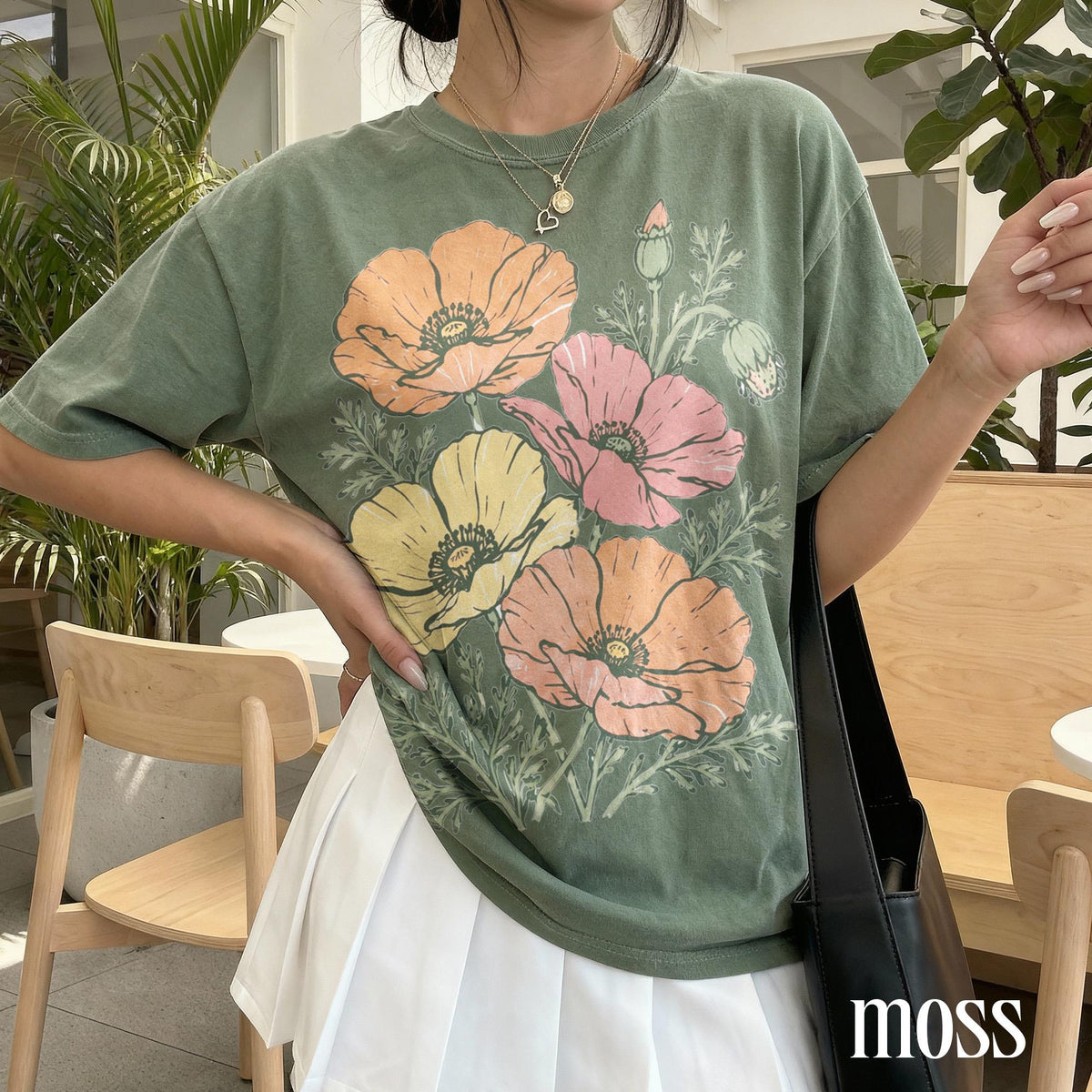 Classic Poppy Flower Graphic Shirt, Wildflower Botanical Nature Tee, Vintage Cottagecore Garden Style Top, Comfort Colors® Bloom Gift Tee image 6