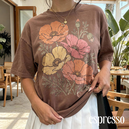 Classic Poppy Flower Graphic Shirt, Wildflower Botanical Nature Tee, Vintage Cottagecore Garden Style Top, Comfort Colors® Bloom Gift Tee image 7