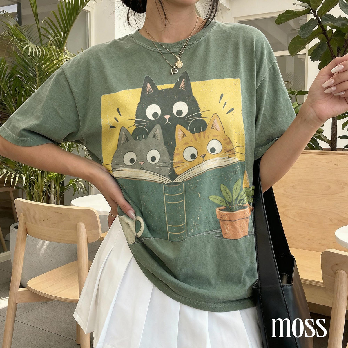 Retro Curious Reading Cats Graphic Tee, Book Lover Cat Shirt, Cozy Cottagecore Vintage Top, Comfort Colors® Reader Gift Tee image 8