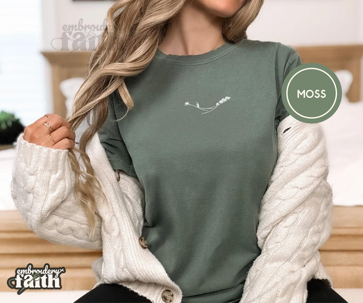 Shepherd and Sheep Shirt, Christian Embroidered Tee, Comfort Colors Faith Shirt image 9