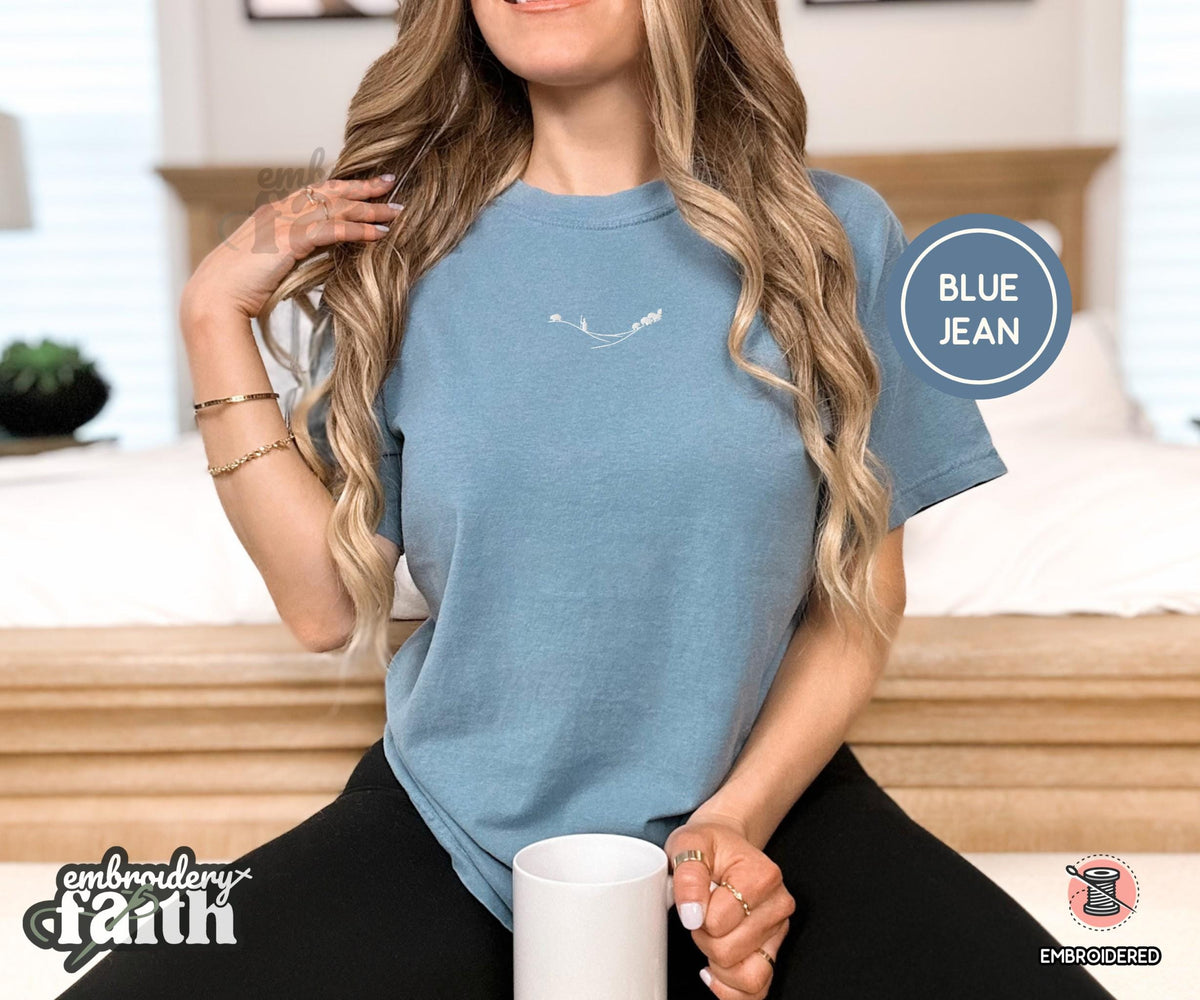 Shepherd and Sheep Shirt, Christian Embroidered Tee, Comfort Colors Faith Shirt image 12
