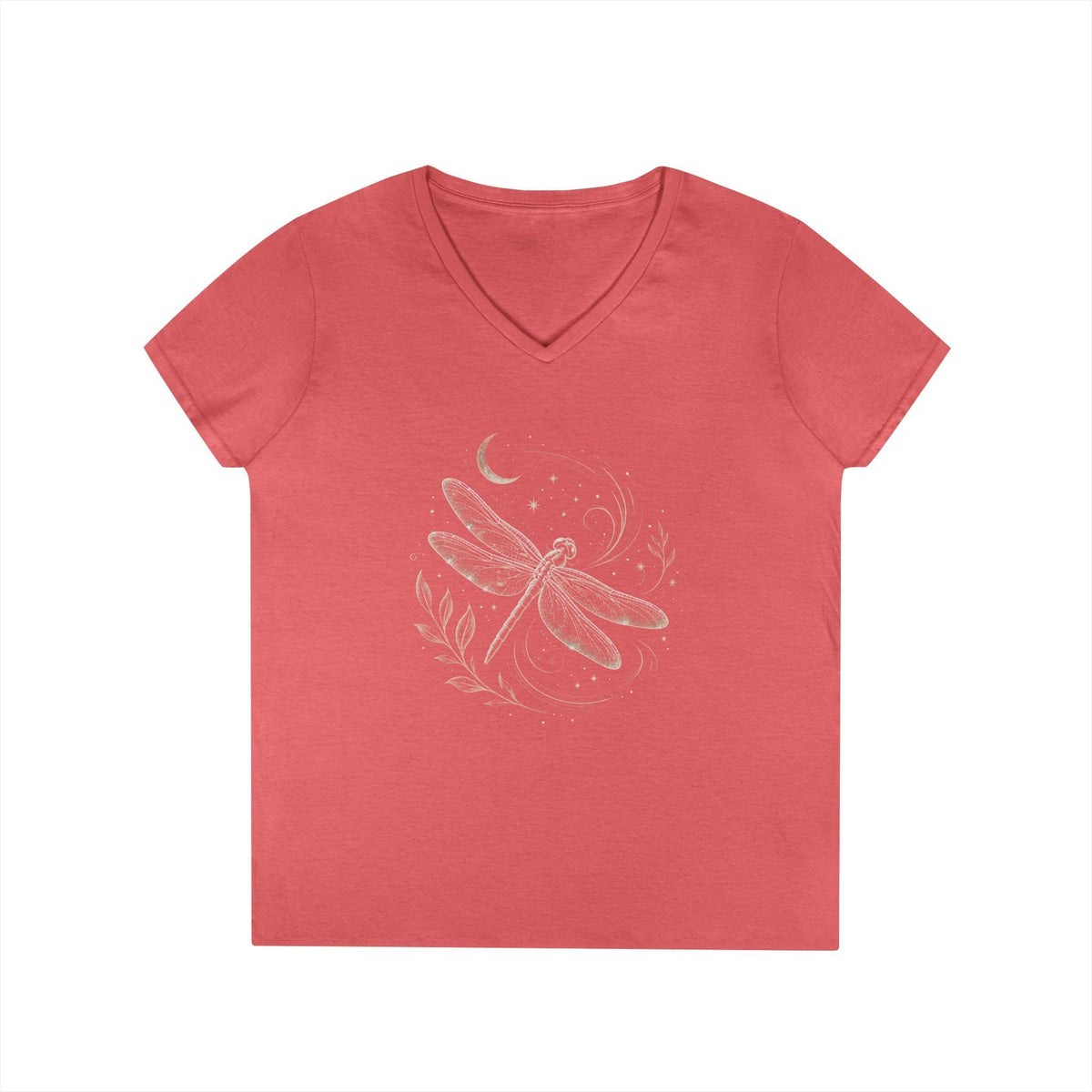 Dragonfly V-Neck T-Shirt | Nature Lover Tee | Celestial Moon Graphic | Cottagecore Gift | Gildan Softstyle V-Neck image 7