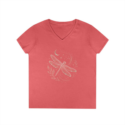 Dragonfly V-Neck T-Shirt | Nature Lover Tee | Celestial Moon Graphic | Cottagecore Gift | Gildan Softstyle V-Neck image 7