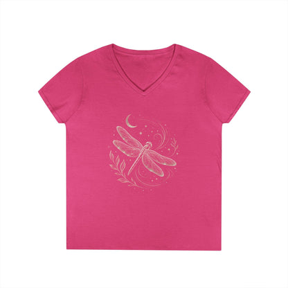 Dragonfly V-Neck T-Shirt | Nature Lover Tee | Celestial Moon Graphic | Cottagecore Gift | Gildan Softstyle V-Neck image 9