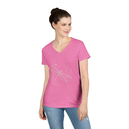 Dragonfly V-Neck T-Shirt | Nature Lover Tee | Celestial Moon Graphic | Cottagecore Gift | Gildan Softstyle V-Neck image 12