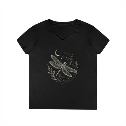 Dragonfly V-Neck T-Shirt | Nature Lover Tee | Celestial Moon Graphic | Cottagecore Gift | Gildan Softstyle V-Neck image 13