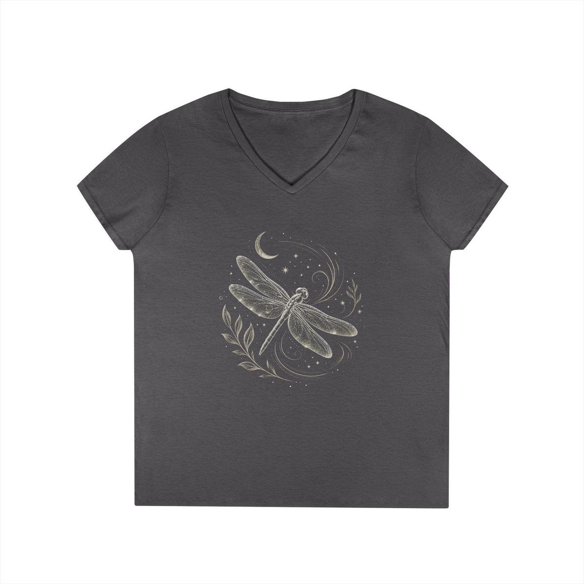 Dragonfly V-Neck T-Shirt | Nature Lover Tee | Celestial Moon Graphic | Cottagecore Gift | Gildan Softstyle V-Neck image 14