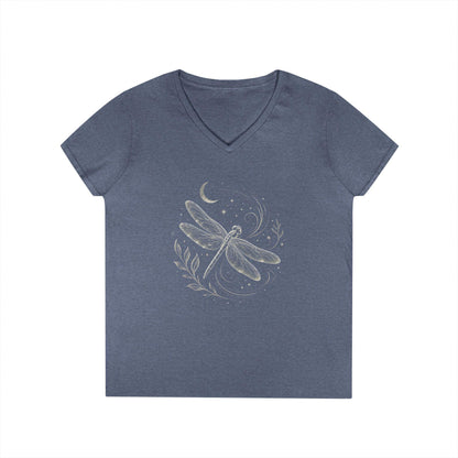 Dragonfly V-Neck T-Shirt | Nature Lover Tee | Celestial Moon Graphic | Cottagecore Gift | Gildan Softstyle V-Neck image 16