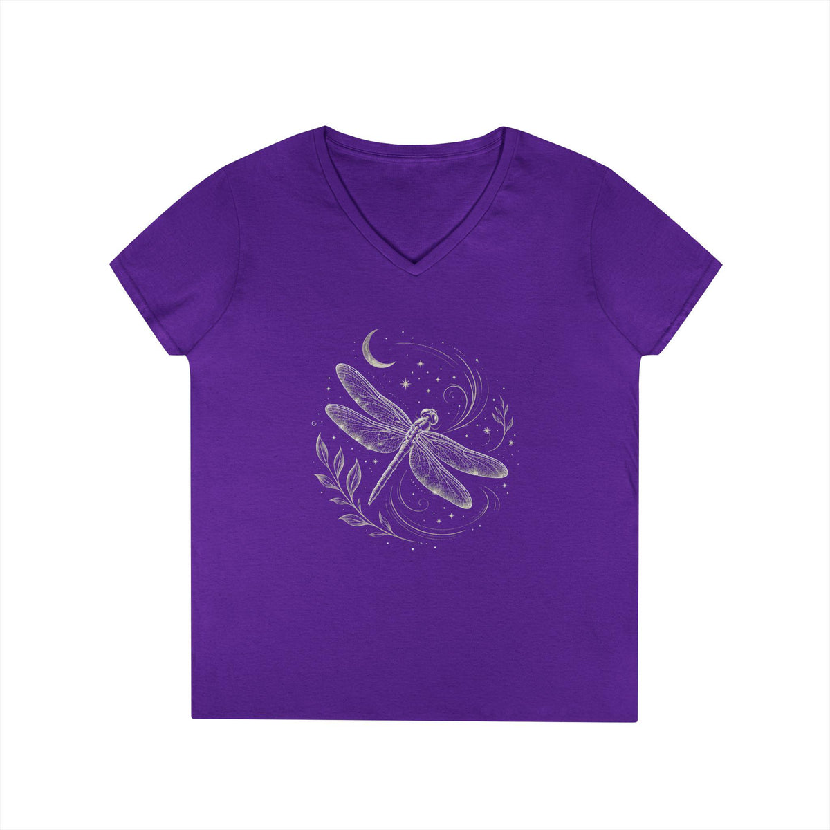 Dragonfly V-Neck T-Shirt | Nature Lover Tee | Celestial Moon Graphic | Cottagecore Gift | Gildan Softstyle V-Neck image 17