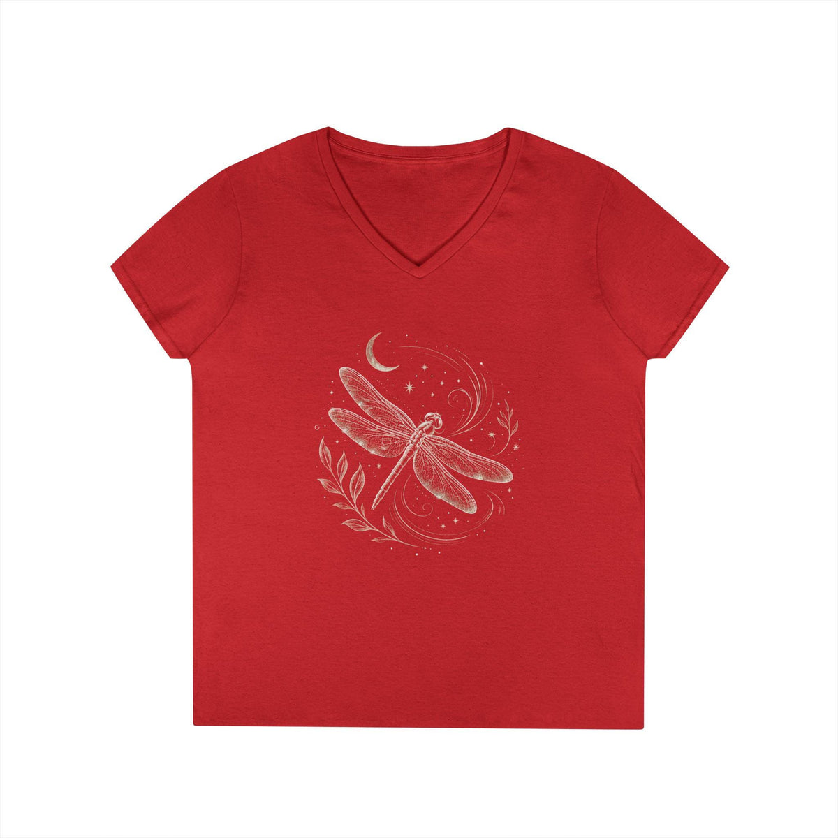 Dragonfly V-Neck T-Shirt | Nature Lover Tee | Celestial Moon Graphic | Cottagecore Gift | Gildan Softstyle V-Neck image 18