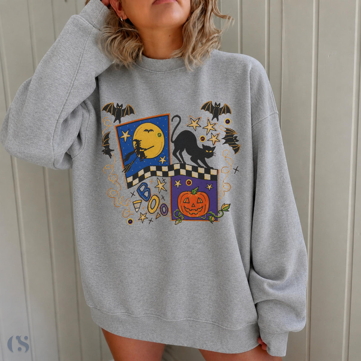 Retro Halloween Shirt, Halloween Sweatshirt, Vintage Spooky Season Tee, Crewneck, Pumpkin Ghost Black Cat Fall Graphic Gift image 4
