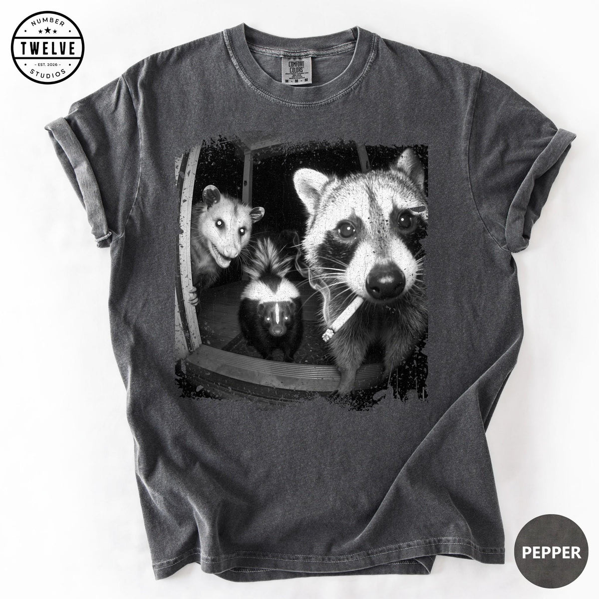 Trash Panda Night Crew Shirt, Funny Raccoon Opossum Skunk Tee, Feral Goblincore Gift for Women, Trail Cam Critter Humor Top, Possum Lover