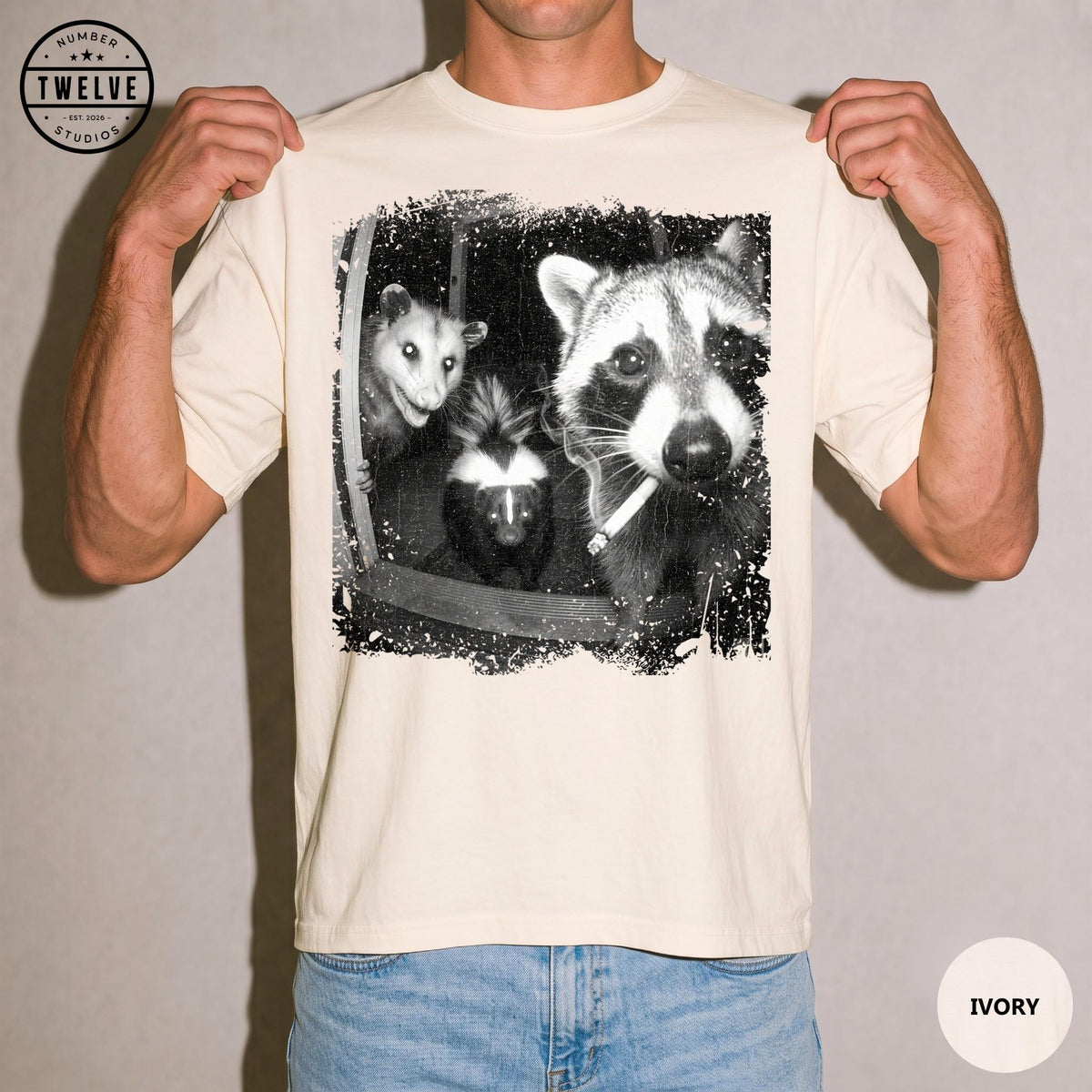 Trash Panda Night Crew Shirt, Funny Raccoon Opossum Skunk Tee, Feral Goblincore Gift for Women, Trail Cam Critter Humor Top, Possum Lover image 4