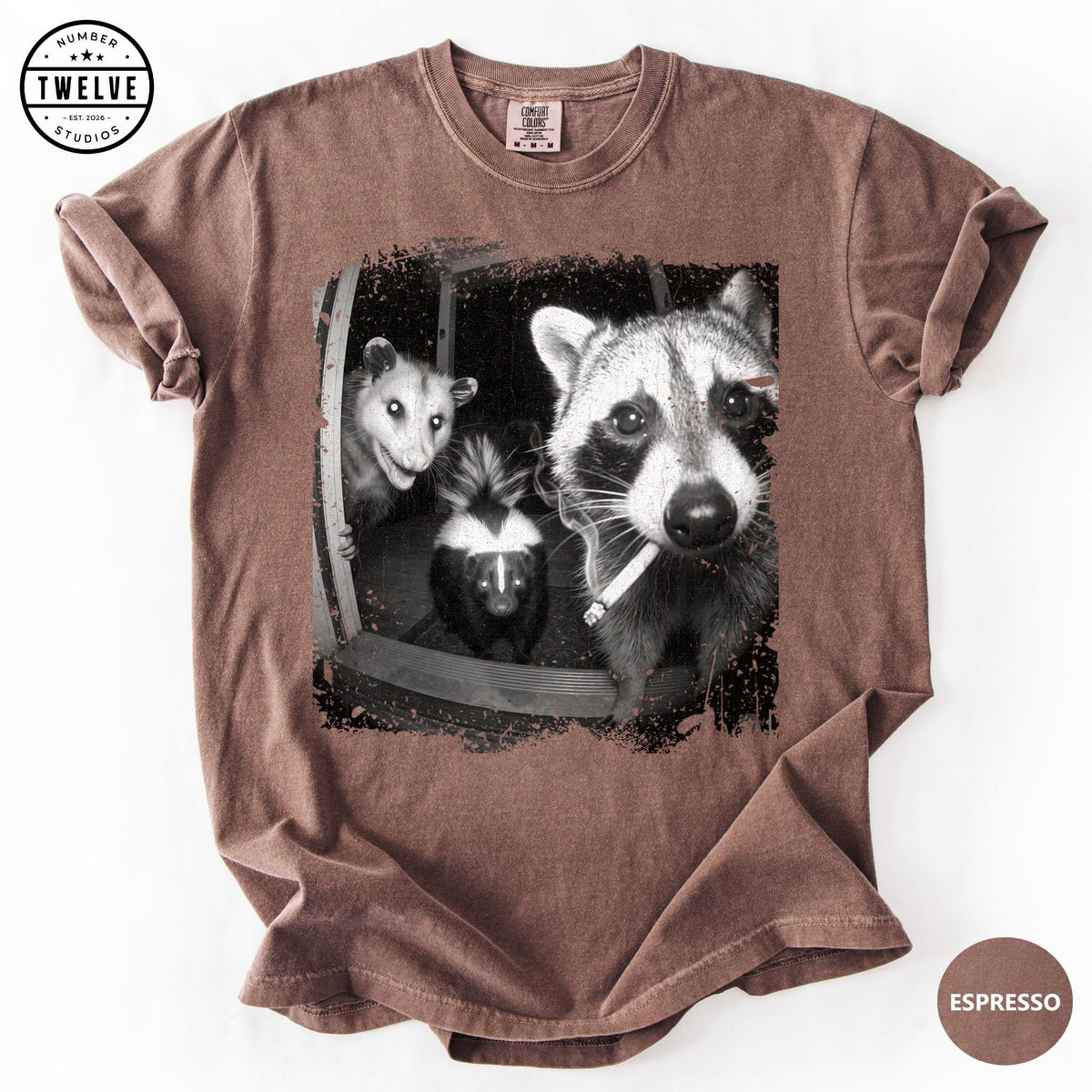 Trash Panda Night Crew Shirt, Funny Raccoon Opossum Skunk Tee, Feral Goblincore Gift for Women, Trail Cam Critter Humor Top, Possum Lover image 10