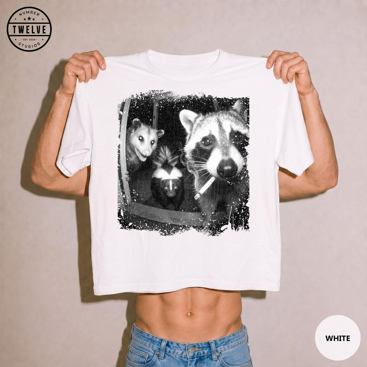 Trash Panda Night Crew Shirt, Funny Raccoon Opossum Skunk Tee, Feral Goblincore Gift for Women, Trail Cam Critter Humor Top, Possum Lover image 11