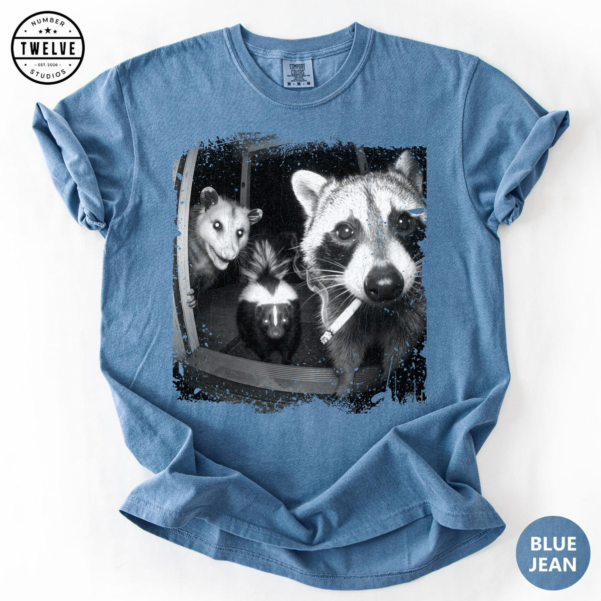 Trash Panda Night Crew Shirt, Funny Raccoon Opossum Skunk Tee, Feral Goblincore Gift for Women, Trail Cam Critter Humor Top, Possum Lover image 12