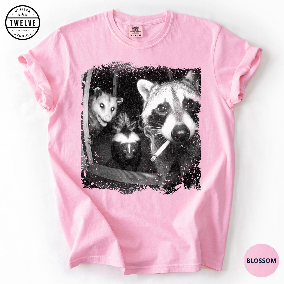 Trash Panda Night Crew Shirt, Funny Raccoon Opossum Skunk Tee, Feral Goblincore Gift for Women, Trail Cam Critter Humor Top, Possum Lover image 14