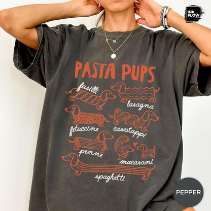 Pasta Pups Comfort Colors Shirt – Funny Dachshund T-Shirt, Pasta Lover Tee, Wiener Dog Foodie Top image 3