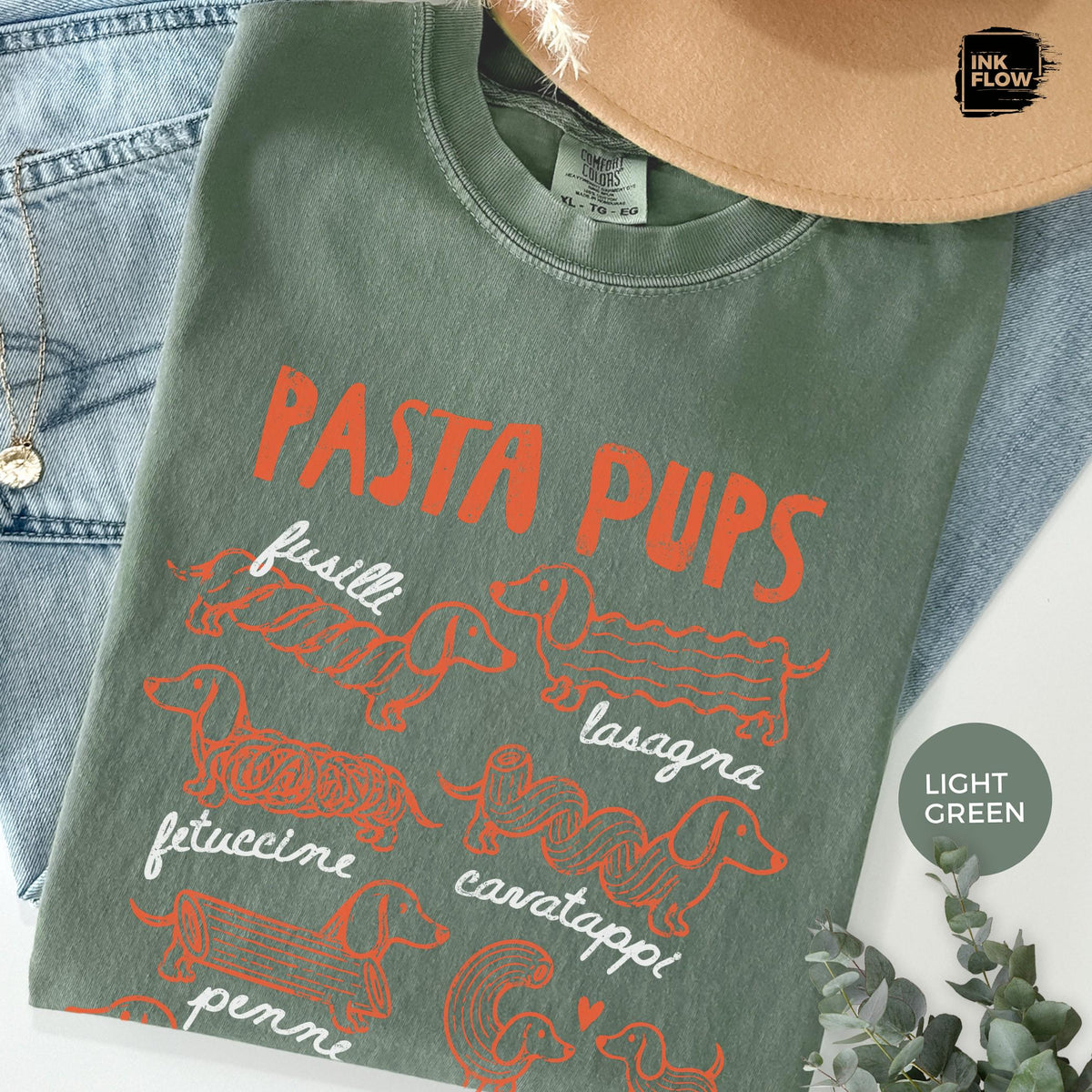 Pasta Pups Comfort Colors Shirt – Funny Dachshund T-Shirt, Pasta Lover Tee, Wiener Dog Foodie Top image 4