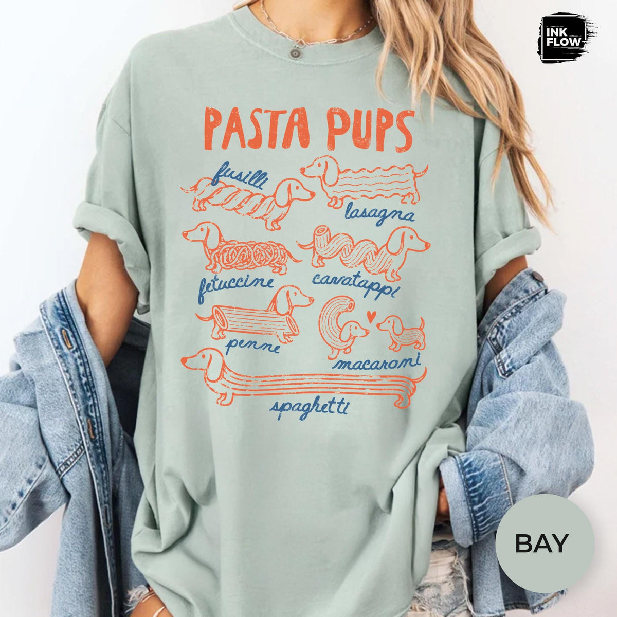 Pasta Pups Comfort Colors Shirt – Funny Dachshund T-Shirt, Pasta Lover Tee, Wiener Dog Foodie Top image 5