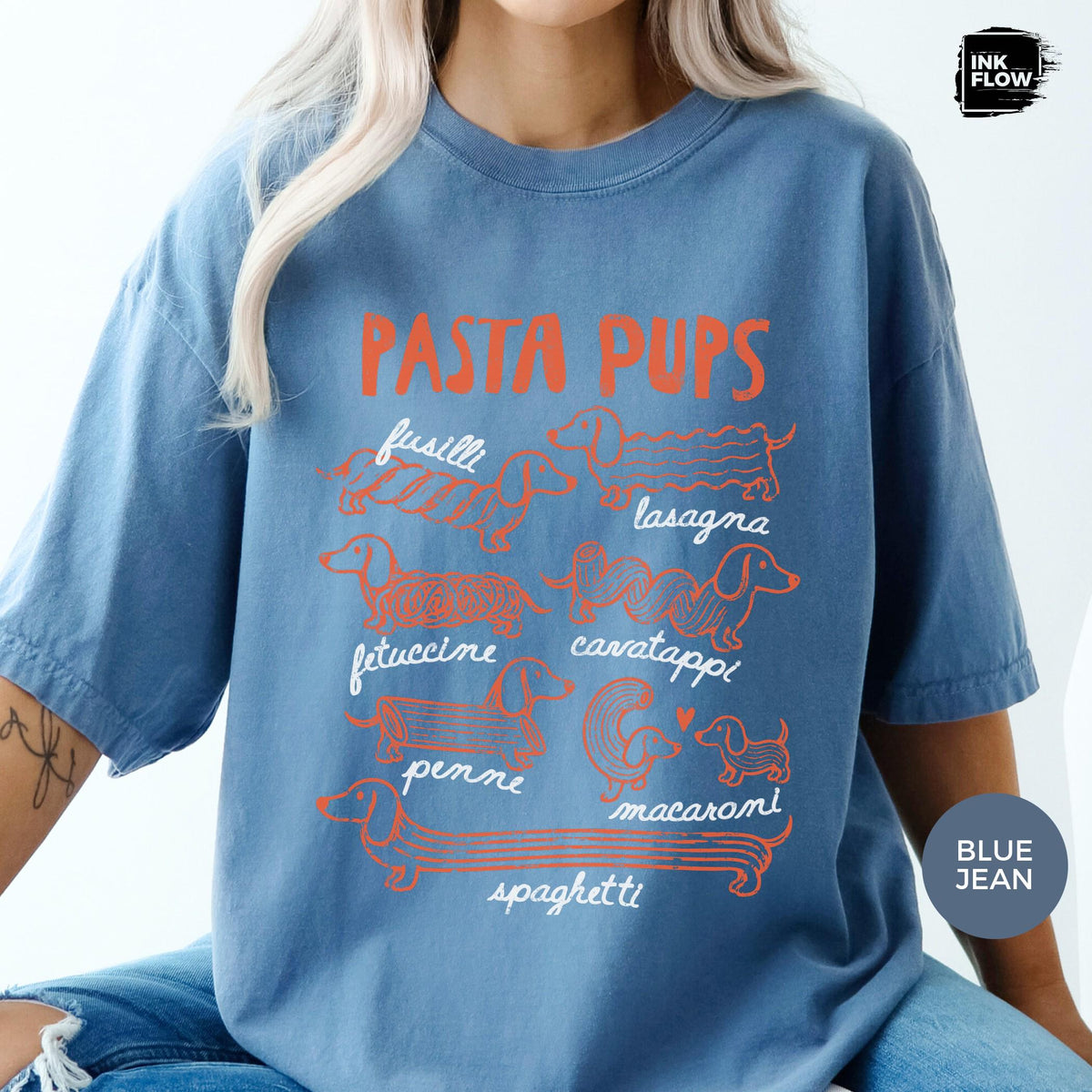 Pasta Pups Comfort Colors Shirt – Funny Dachshund T-Shirt, Pasta Lover Tee, Wiener Dog Foodie Top image 6