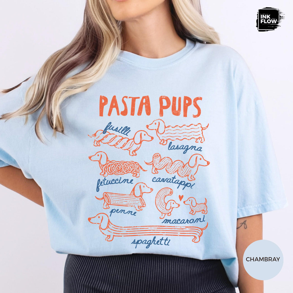 Pasta Pups Comfort Colors Shirt – Funny Dachshund T-Shirt, Pasta Lover Tee, Wiener Dog Foodie Top image 7