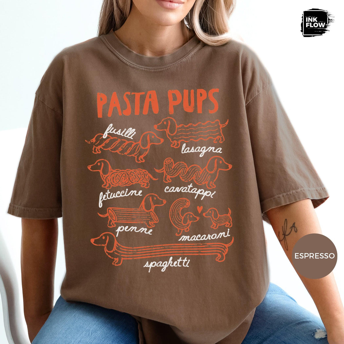 Pasta Pups Comfort Colors Shirt – Funny Dachshund T-Shirt, Pasta Lover Tee, Wiener Dog Foodie Top image 8