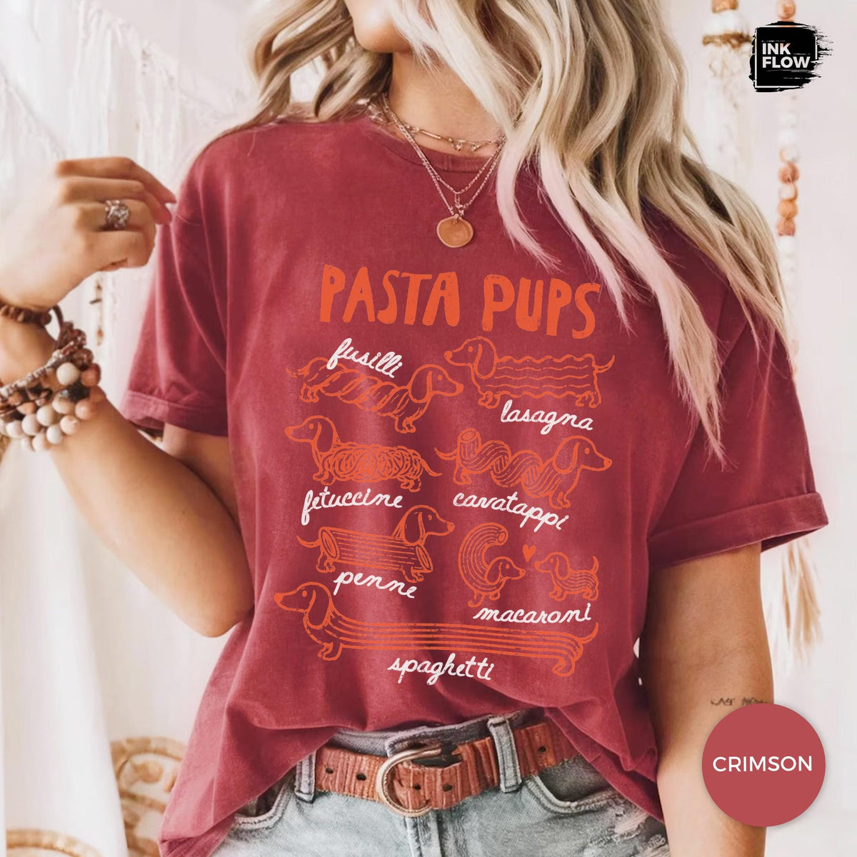 Pasta Pups Comfort Colors Shirt – Funny Dachshund T-Shirt, Pasta Lover Tee, Wiener Dog Foodie Top image 9