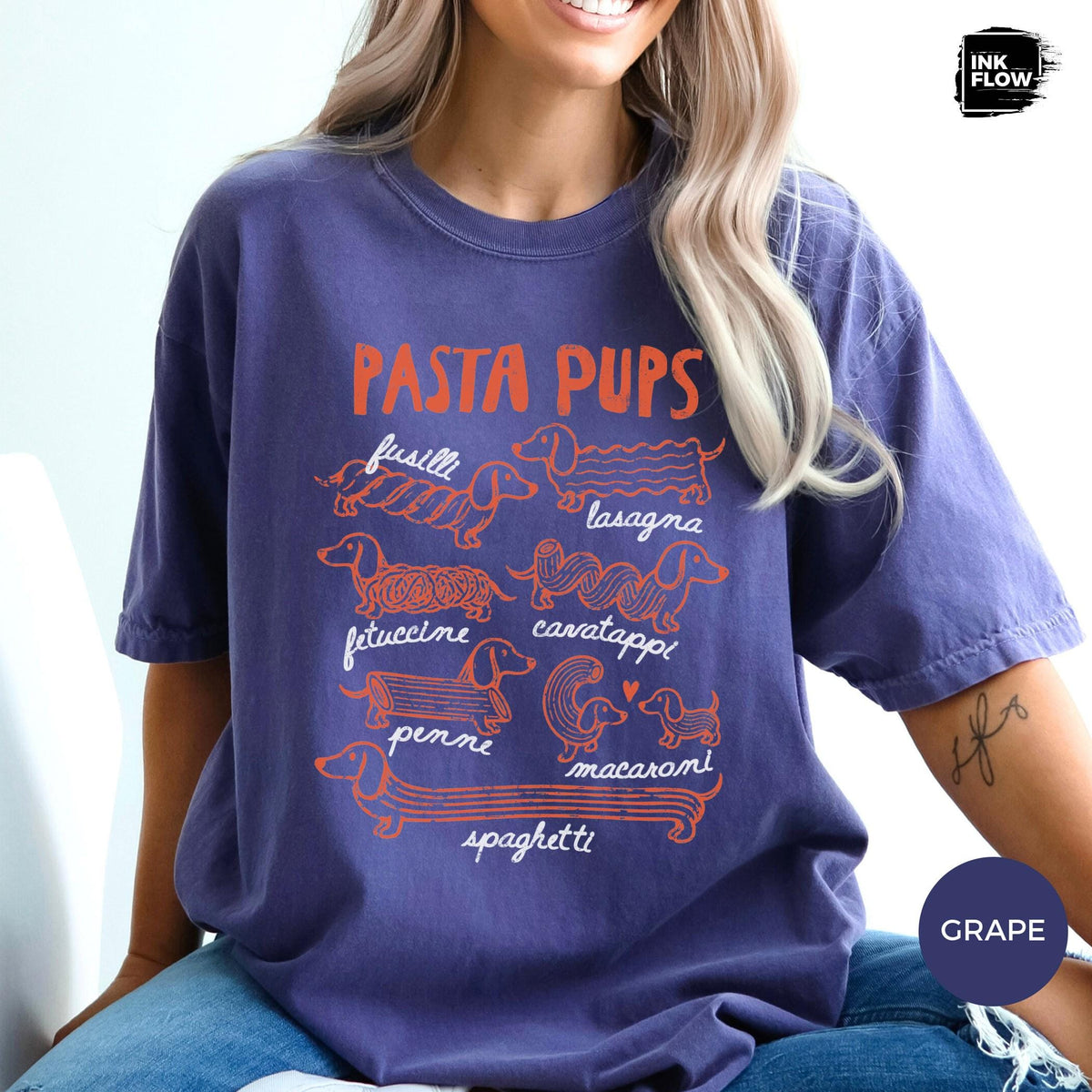 Pasta Pups Comfort Colors Shirt – Funny Dachshund T-Shirt, Pasta Lover Tee, Wiener Dog Foodie Top image 10
