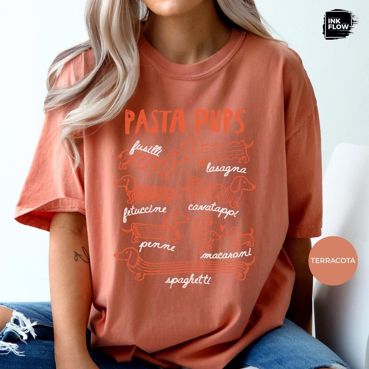 Pasta Pups Comfort Colors Shirt – Funny Dachshund T-Shirt, Pasta Lover Tee, Wiener Dog Foodie Top image 12