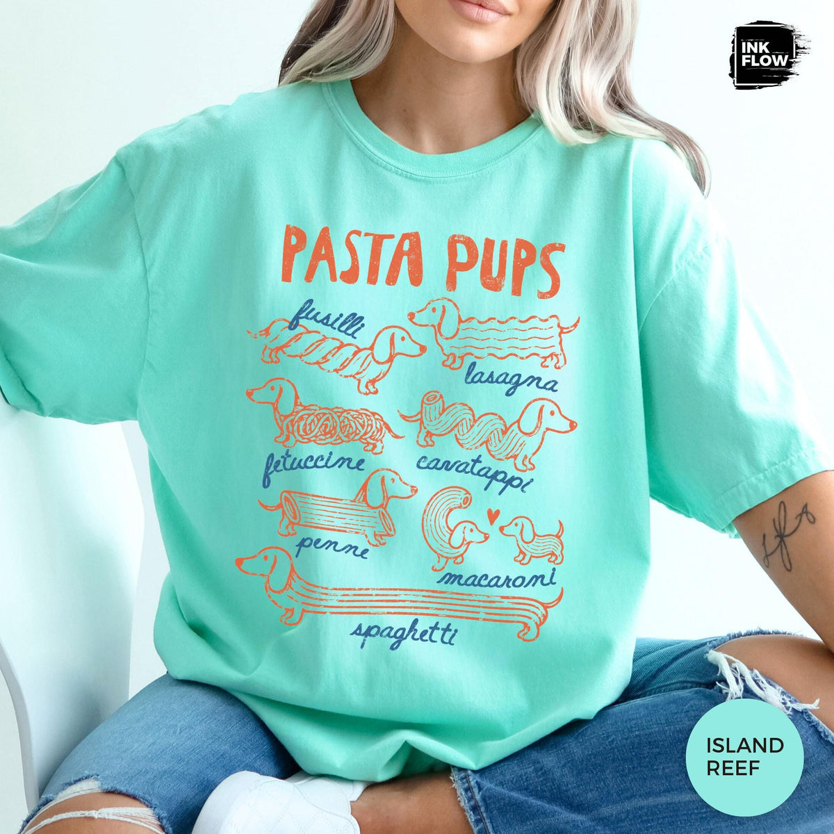 Pasta Pups Comfort Colors Shirt – Funny Dachshund T-Shirt, Pasta Lover Tee, Wiener Dog Foodie Top image 13