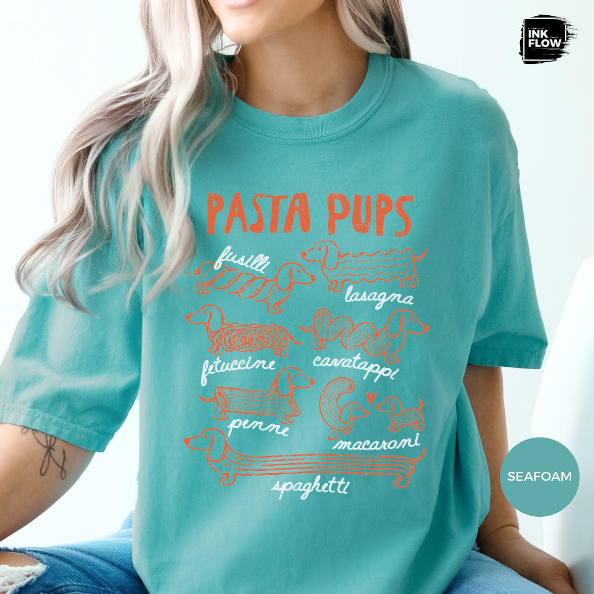 Pasta Pups Comfort Colors Shirt – Funny Dachshund T-Shirt, Pasta Lover Tee, Wiener Dog Foodie Top image 14