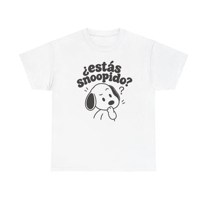 Funny Spanish Dog Graphic Tee, Estás Snoopido? Latino Humor Shirt White