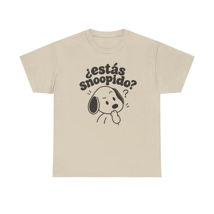 Funny Spanish Dog Graphic Tee, Estás Snoopido? Latino Humor Shirt Sand