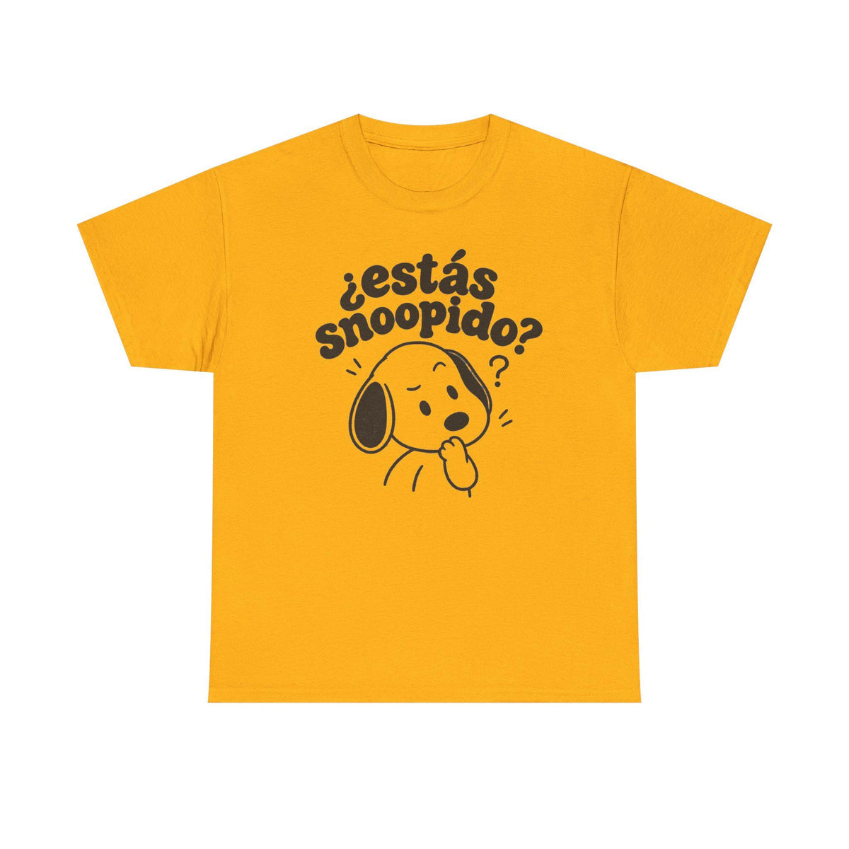 Funny Spanish Dog Graphic Tee, Estás Snoopido? Latino Humor Shirt Gold