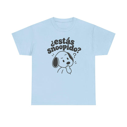 Funny Spanish Dog Graphic Tee, Estás Snoopido? Latino Humor Shirt Light Blue