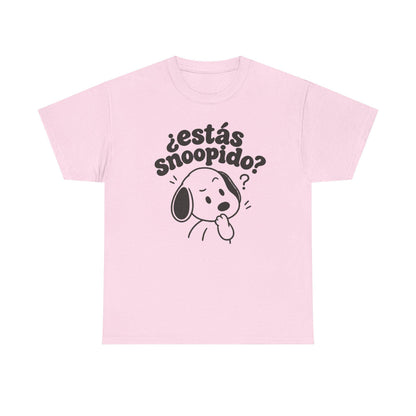 Funny Spanish Dog Graphic Tee, Estás Snoopido? Latino Humor Shirt Light Pink