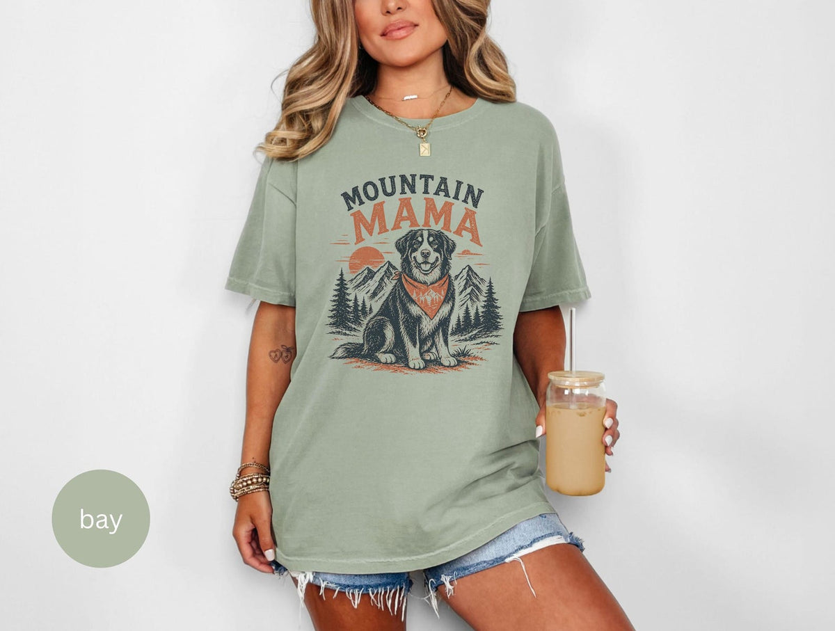 Mountain Mama Bernese Dog Graphic T-Shirt in Bay