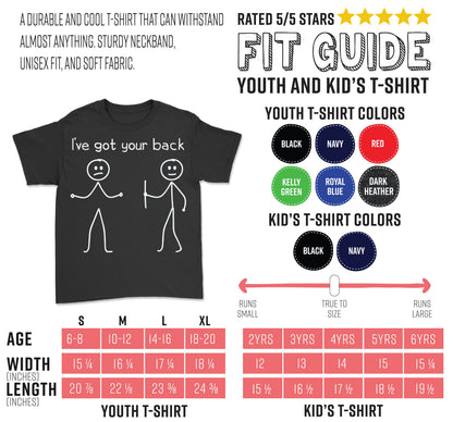I Got Your Back Stick Figure Friendship Novelty Sarcasm Teens Funny T-Shirt, Great Gift Idea For Teenagers, Boys Girls, Dads Mom Friends,