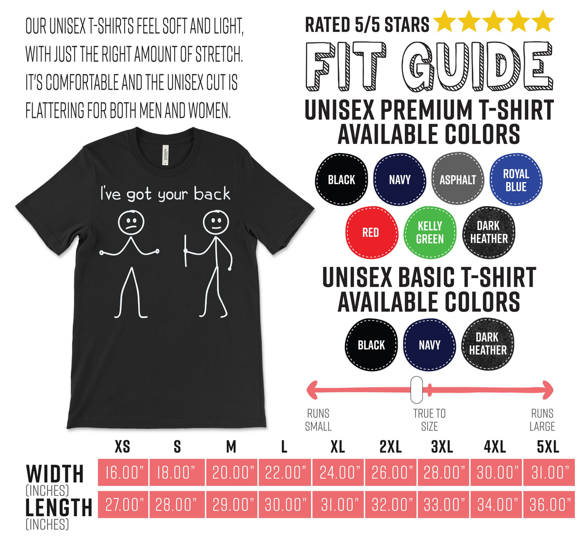 I Got Your Back Stick Figure Friendship Novelty Sarcasm Teens Funny T-Shirt, Great Gift Idea For Teenagers, Boys Girls, Dads Mom Friends,