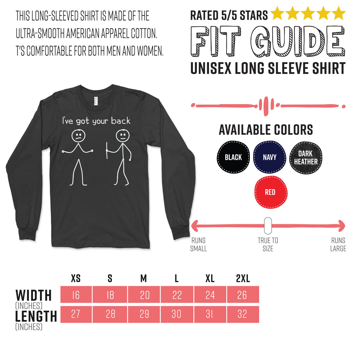 I Got Your Back Stick Figure Friendship Novelty Sarcasm Teens Funny T-Shirt, Great Gift Idea For Teenagers, Boys Girls, Dads Mom Friends,