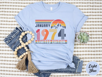 50th Birthday Retro Shirt, 1976 Birthday Sweatshirt Gift, 50 Years Bday Number Hoodie for Women / Men, Fifties Bday Tee For Wife Or Husband